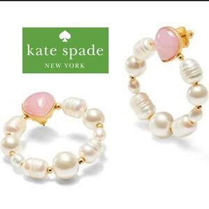 Kate Spade Fresh Baroque Pearl & Pink Jade Hoop Earrings